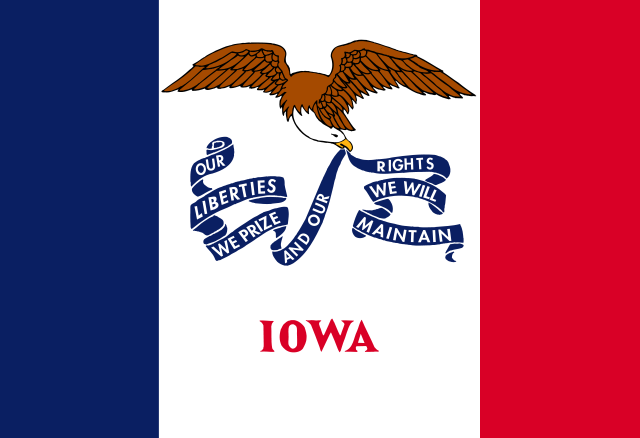 "Flag of Iowa". Licensed under Public Domain via Wikimedia Commons - https://commons.wikimedia.org/wiki/File:Flag_of_Iowa.svg#/media/File:Flag_of_Iowa.svg